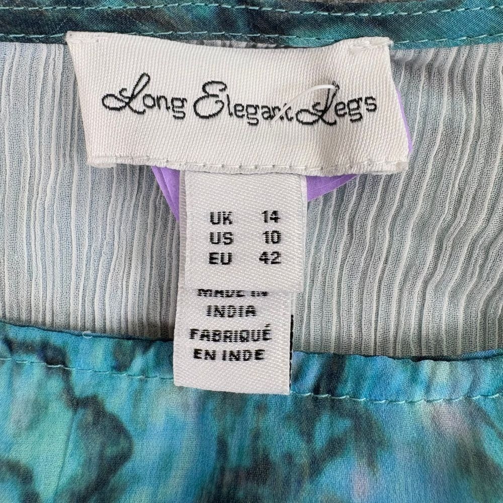 Long Elegant Legs Dress 10 Turquoise Marble Print Maxi Asymmetric Hem Y2K Fairy - Picture 2 of 16